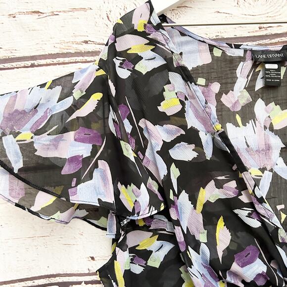 LANE BRYANT Sheer Floral Blouse Sz 18 20 1X - Picture 5 of 6